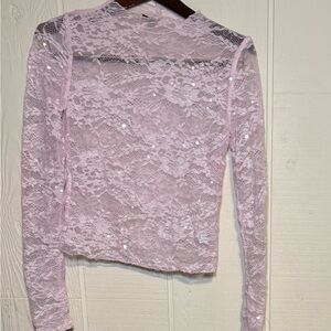 Wild Fable Women's Long Sleeve Pink Lace Sequin Top Size S Festive Sparkly NWOT